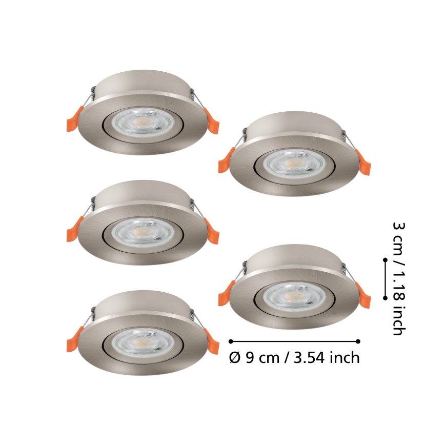 Eglo - 5 kpl LED-upotettavat kohdevalaisimet LED/4,8W/230V 2700/4000/6500K mattakromi