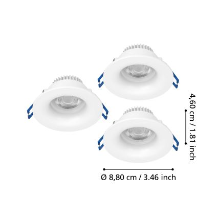 Eglo - SETTI 3x LED-kylpyhuoneen uppovalaisin LED/4,9W/230V 2700/4000/6500K halkaisija 8,8 cm IP65 valkoinen