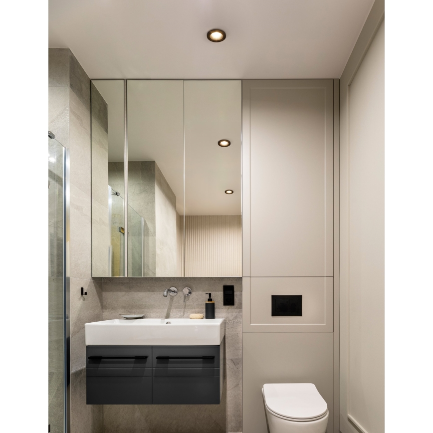 Eglo - Setti 3 kpl: LED-kylpyhuoneen sisäänrakennettavat alasvalaisimet, 4,9 W, 230 V, 2700/4000/6500 K, Ø 8,8 cm, IP65, musta