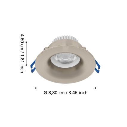 Eglo - LED-kylpyhuoneen upotettava valaisin LED/4,9W/230V 2700/4000/6500K Ø 8,8 cm IP65 mattakromi