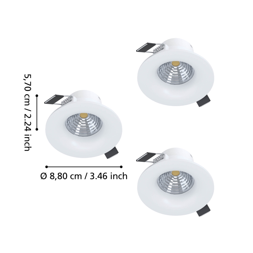 Eglo - Setti 3 kpl himmennettäviä LED-uppovalaisimia LED/4,8 W/230 V Ø 8,8 cm, valkoinen