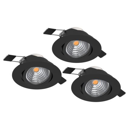 Eglo - 3 kpl himmennettäviä upotettavia LED-alasvaloja LED/6,4W/230V, halkaisija 8,8 cm, musta