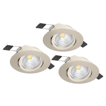 Eglo - 3 kpl himmennettäviä uppovalaisimia, LED 6,4 W, 230 V, Ø 8,8 cm, mattakromi
