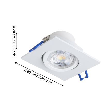 Eglo - 3 kpl dimmattavia upotettavia LED-kattovalaisimia, LED/4,8W/230V, 8,8x8,8 cm, valkoinen