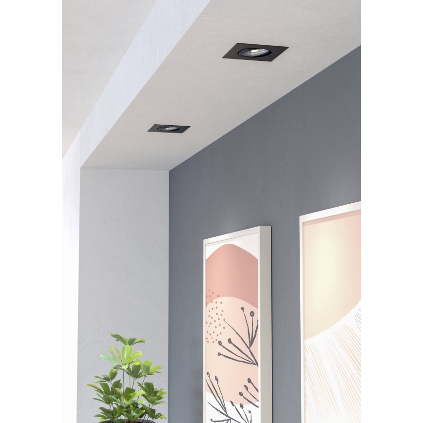 Eglo - 3 kpl setti, himmennettävät LED-uppovalaisimet LED/4,8W/230V 8,8x8,8 cm, musta