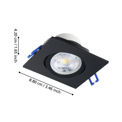 Eglo - 3 kpl setti, himmennettävät LED-uppovalaisimet LED/4,8W/230V 8,8x8,8 cm, musta