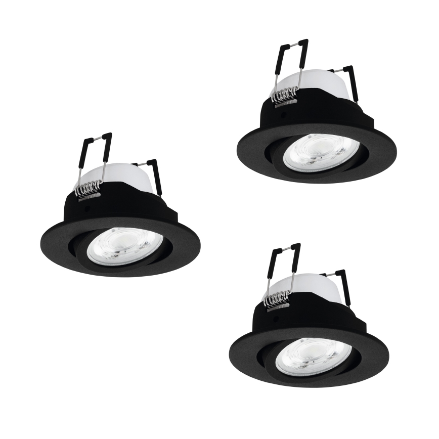 Eglo - SETTI 3x RGBW-LED himmennettävät upotettavat alasvalaisimet LED/4,7W/230V 2700-6500K musta