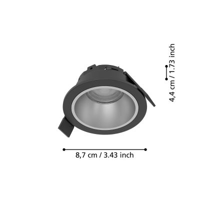 Eglo - Himmennettävä kylpyhuoneen upotettava LED-alasvalo LED/4,8W/230V 2700/4000/6500K IP44 musta