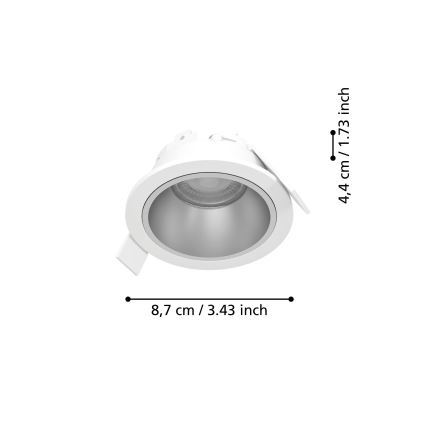 Eglo - LED-himmennettävä kylpyhuoneen upotettava alasvalaisin LED/4,8W/230V 2700/4000/6500K IP44 valkoinen/kultainen