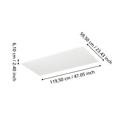Eglo - LED himmennettävä pinta-asennettava paneeli LED/35,5W/230V 2700-6500K 120x60 cm valkoinen + kaukosäädin