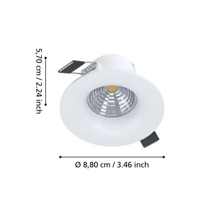Eglo - LED-himmennettävä uppovalaisin LED/6,4W/230V halkaisija 8,8 cm valkoinen