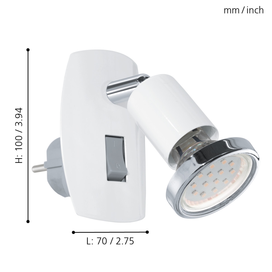 Eglo - LED-pistokkeellinen valaisin 1xGU10/2,8W/230V valkoinen