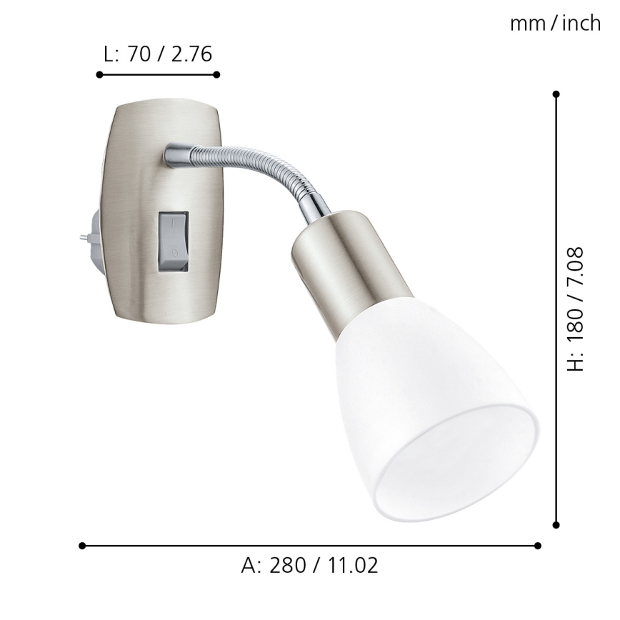 Eglo - pistokkeellinen seinävalaisin 1xE14/5W/230V mattakromi