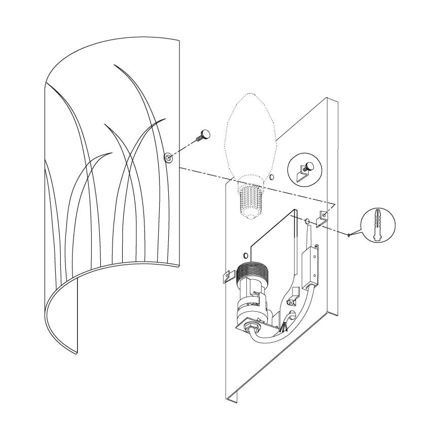 Eglo 92742 - Seinävalaisin RIVATO 1xE14/42W/230V