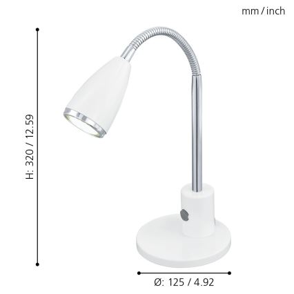 Eglo 92872 - LED-pöytävalaisin FOX 1xGU10/3W/230V