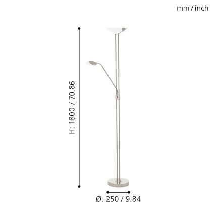 Eglo - LED himmennettävä lattiavalaisin LED/20W + LED/2,5W mattakromi