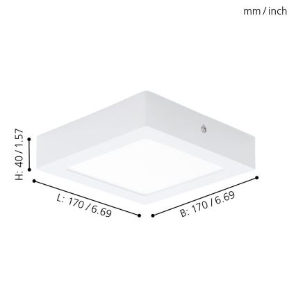 Eglo 94073 - LED-kattovalaisin FUEVA 1 LED/10,95W/230V 17x17 cm