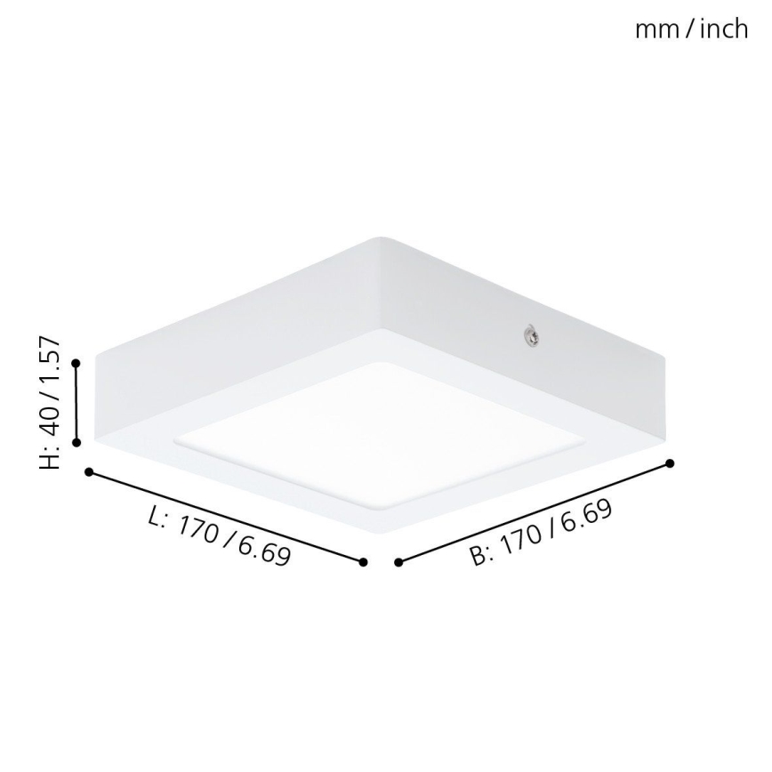 Eglo 94073 - LED-kattovalaisin FUEVA 1 LED/10,95W/230V 17x17 cm