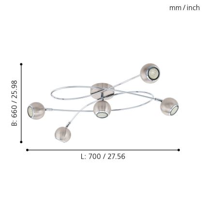Eglo 94251 - LED-kohdevalaisin LOCANDA 5xGU10-LED/3W/230V