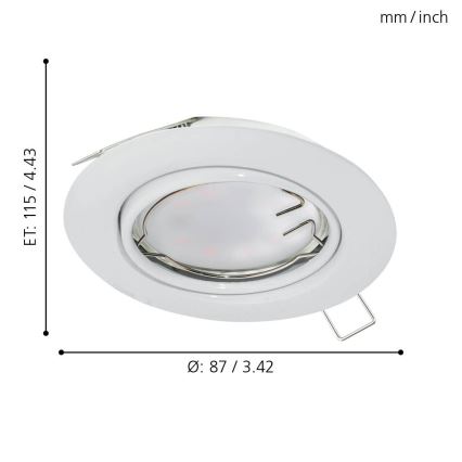 Eglo - Setti 3x LED-upotettavaa valaisinta PENETO 1xGU10-LED/5W/230V