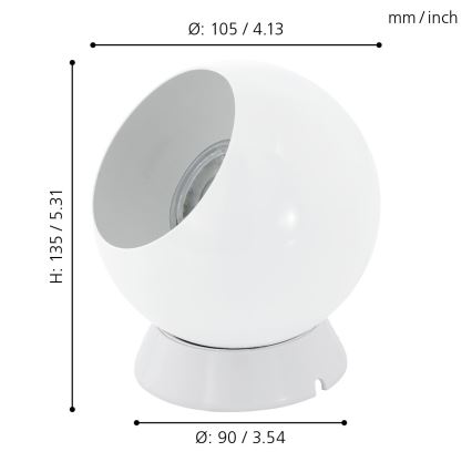 Eglo - LED pöytä/seinävalaisin 1xGU10/2,8W/230V valkoinen