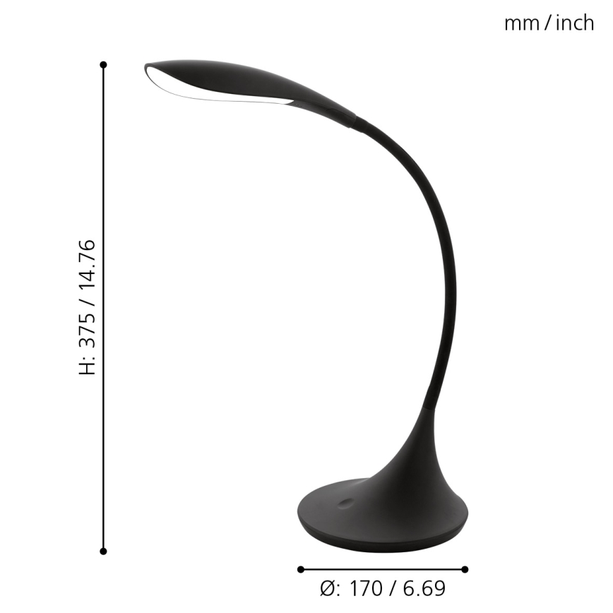 Eglo - Himennettävä LED-pöytävalaisin, 4,5 W, 230 V, musta