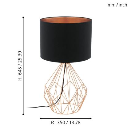 Eglo 95185 - Pöytävalaisin PEDREGAL 1xE27/60W/230V