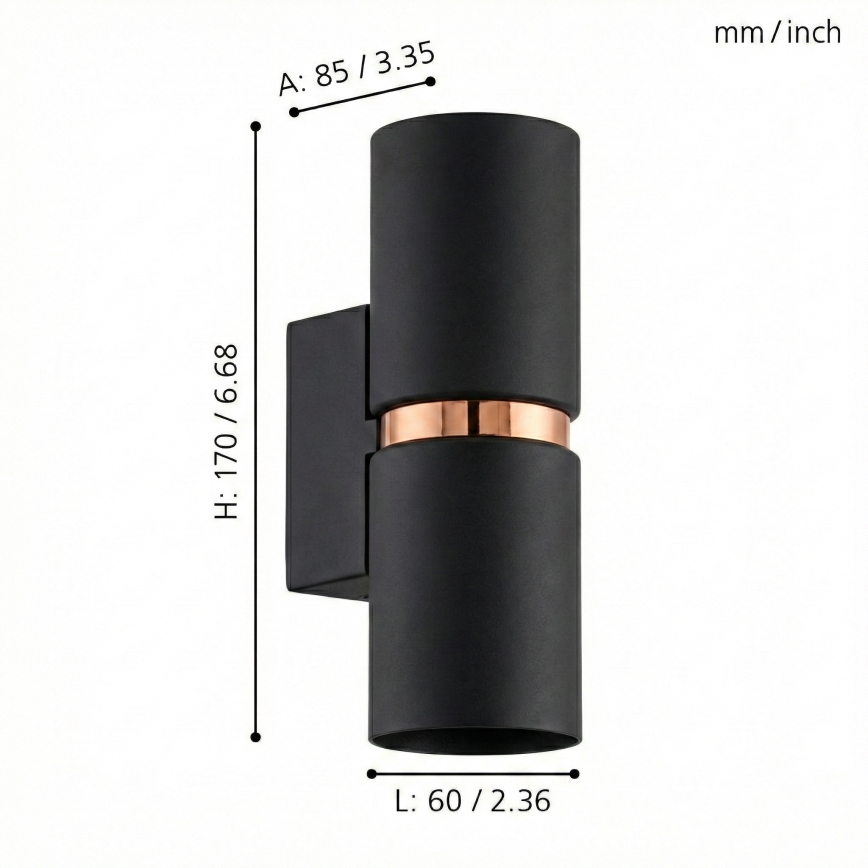 Eglo 95371 - LED-seinävalaisin PASSA 2xGU10-LED/4W/230V