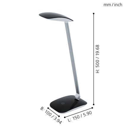 Eglo 95696 - Himmennettävä LED-pöytävalaisin CAJERO 1xLED/4,5W/USB