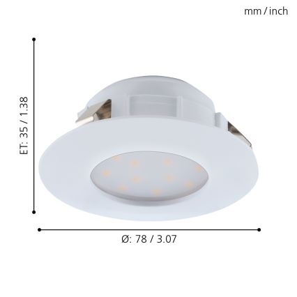 Eglo - PINEDA 3x LED-kylpyhuoneen alasvalo LED/4,9W/230V IP44