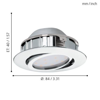Eglo - Setti 3 kpl LED-upotettava alasvalo PINEDA LED/4,9W/230V