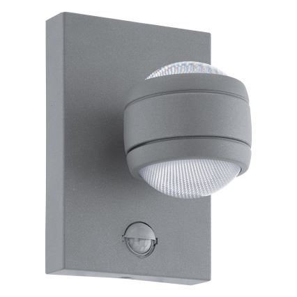 Eglo 96019 - LED-ulkovalaisin seinälle liiketunnistimella SESIMBA 1 2xLED/3,7W IP44