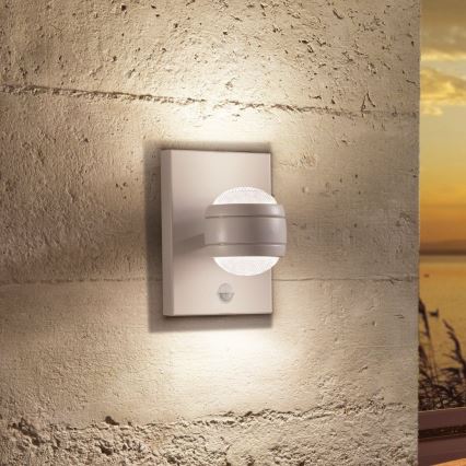 Eglo 96019 - LED-ulkovalaisin seinälle liiketunnistimella SESIMBA 1 2xLED/3,7W IP44