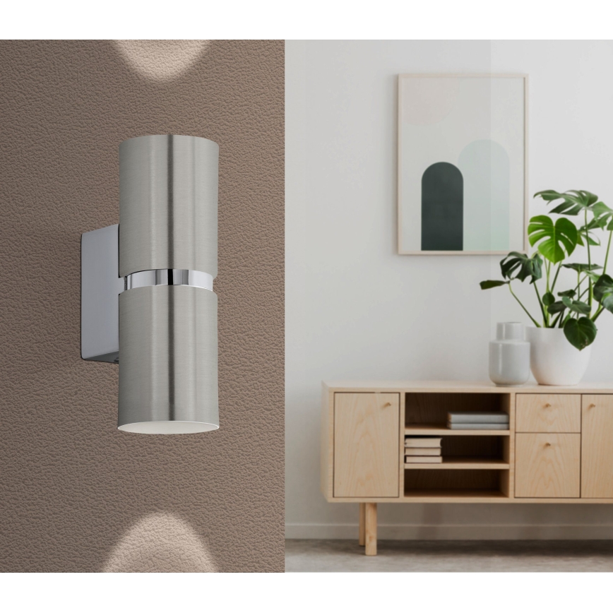 Eglo 96261 - LED-seinävalaisin PASSA 2xGU10/3.3W/230V pyöreä