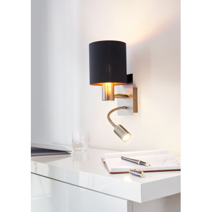 Eglo - LED joustava valaisin 1xE27/40W+LED/3,8W musta