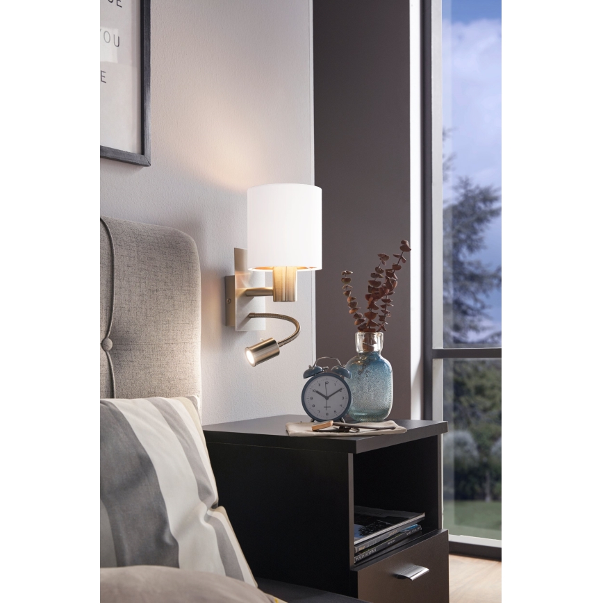 Eglo - LED-joustava valaisin 1xE27/40W/230V + LED/3,8W valkoinen