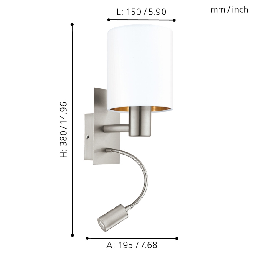 Eglo - LED-joustava valaisin 1xE27/40W/230V + LED/3,8W valkoinen