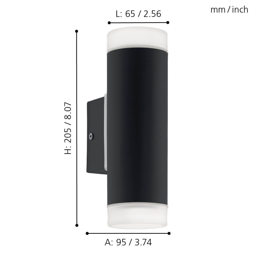 Eglo 96505 - LED-ulkoseinävalaisin RIGA 2xGU10/5W IP44