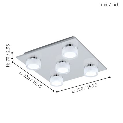 Eglo - Himmennettävä kylpyhuoneen LED-kattovalaisin 5xLED/5,4W/230V IP44