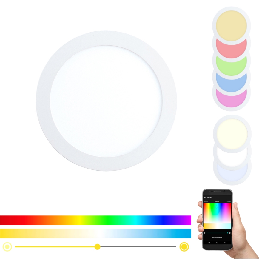 Eglo - LED RGBW himmennettävä upotettava kattovalaisin FUEVA-C LED/15,6W/230V halkaisija 22,5 cm