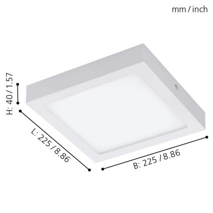 Eglo - LED RGBW himmennettävä kattovalaisin FUEVA-C LED/15,6W/230V Bluetooth 22,5x22,5 cm