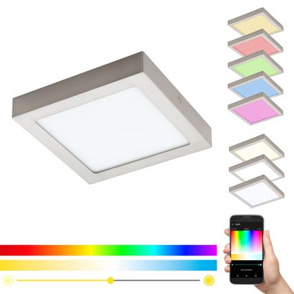 Eglo - LED RGBW himmennettävä kattovalaisin FUEVA-C LED/15,6W/230V Bluetooth 22,5x22,5 cm