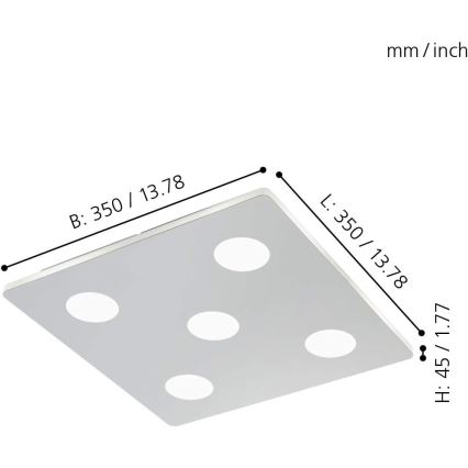 Eglo 96939 - LED-kattovalaisin kylpyhuoneessa CABUS 5xLED/4,5W/230V IP44