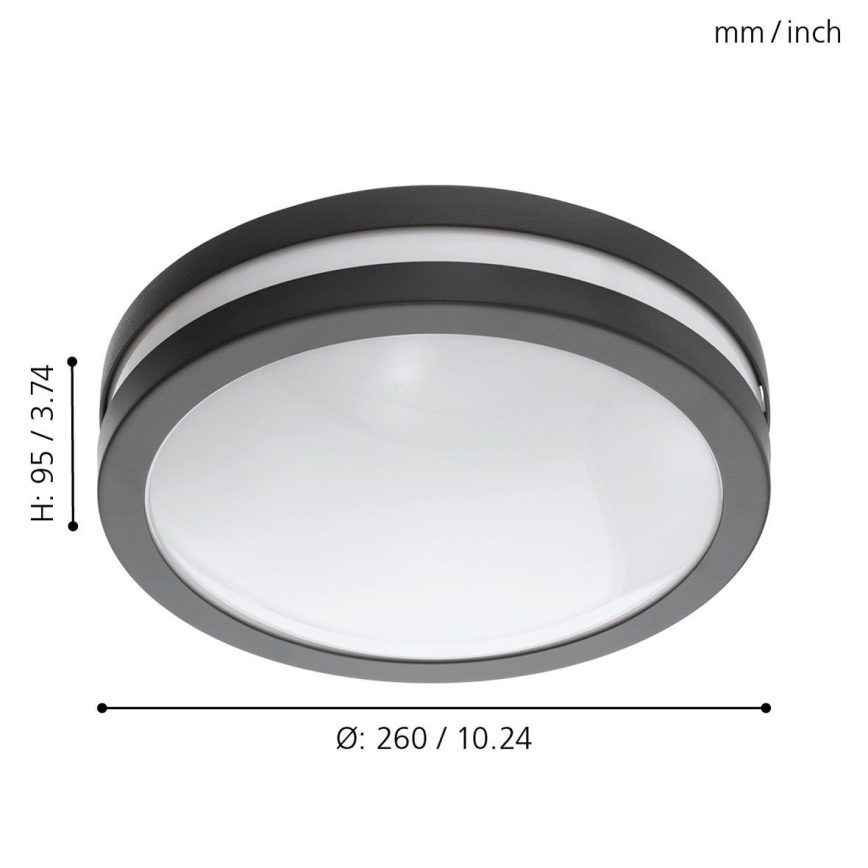 Eglo 97237 - Himennettävä LED-kattovalaisin kylpyhuoneeseen LOCANA-C LED/14W/230V IP44 antrasiitti
