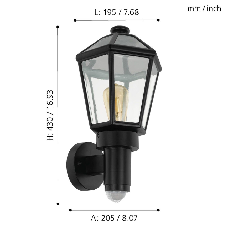 Eglo - Ulkoseinävalaisin anturilla 1xE27/28W/230V IP44