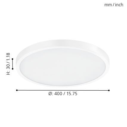 Eglo - LED-kattovalaisin LED/25W/230V, valkoinen, pyöreä, 2500 lm, halkaisija 40 cm