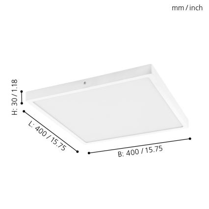 Eglo - LED kattovalaisin LED/25W/230V valkoinen neliö 4000K 40x40 cm