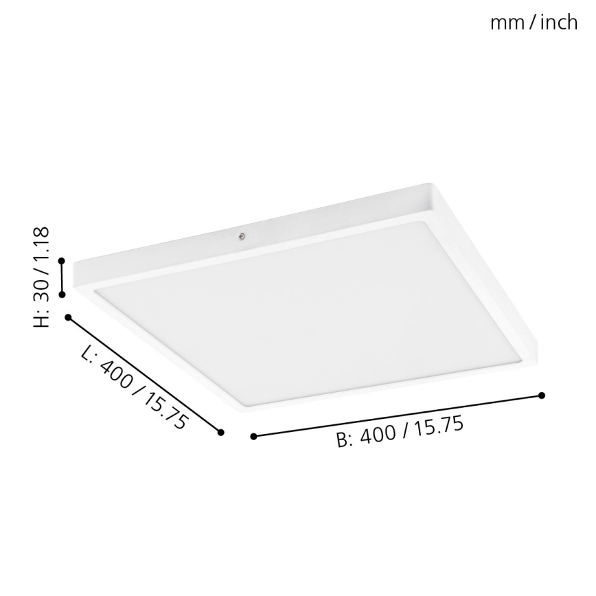 Eglo - LED kattovalaisin LED/25W/230V valkoinen neliö 4000K 40x40 cm