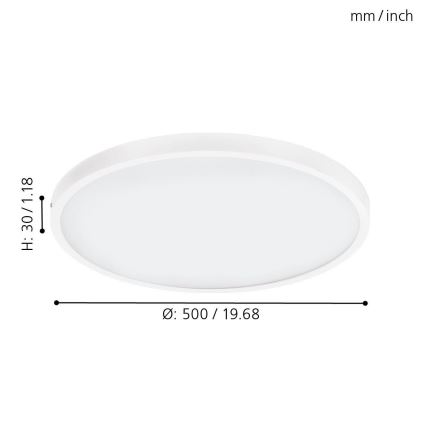 Eglo - himmennettävä LED-kattovalaisin, 25 W, 230 V, 3000 K, Ø 50 cm