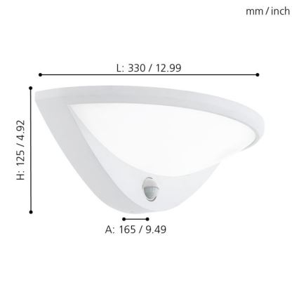 Eglo 97311 - LED-ulkovalaisin liiketunnistimella BELCREDA LED/9,3W/230V IP44